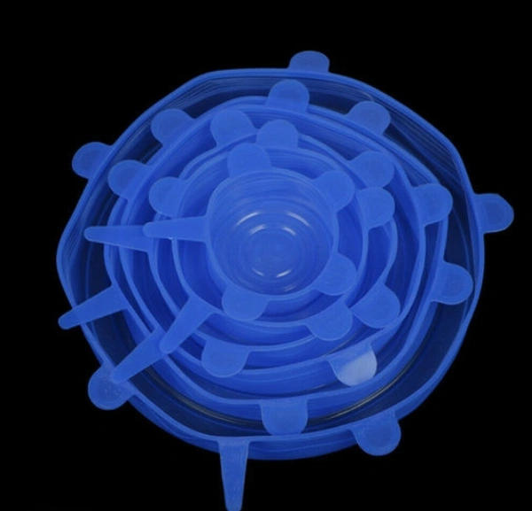 6Pcs Silicone Stretch Preserve Pot Bowl Fruit Lid for Fridge Microwave Food Container Cover  - Silicon,  Clips & Lids, 6pieces